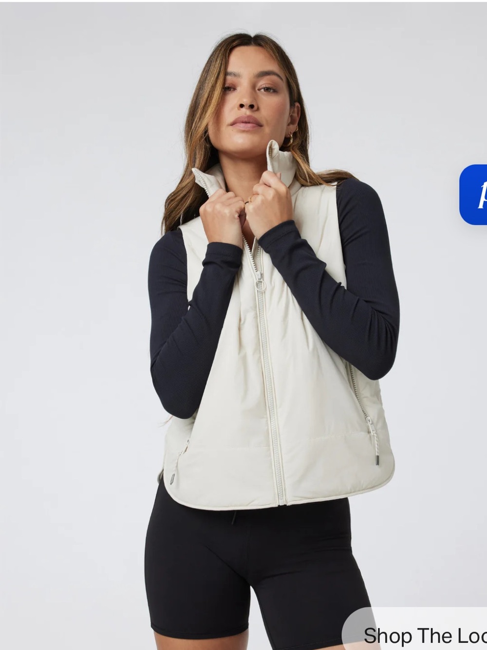 Vuori Cream/white Insulated Vest with Stand Collar - Picture 2 of 5